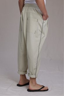 ALBI Ela Pants, oversized cotton poplin drawstring trousers with hand-stitched detailing