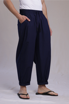 ALBI Ela Pants, oversized cotton poplin drawstring trousers with hand-stitched detailing