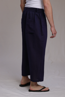 ALBI Iki Pants, oversized pleated linen trousers with hand-stitched flap pockets