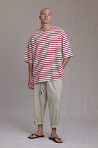 ALBI Sabi Shirt, an oversized short sleeve striped French terry tee