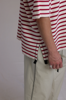 ALBI Sabi Shirt, an oversized short sleeve striped French terry tee