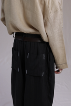 ALBI Iki Pants, oversized pleated linen trousers with hand-stitched flap pockets