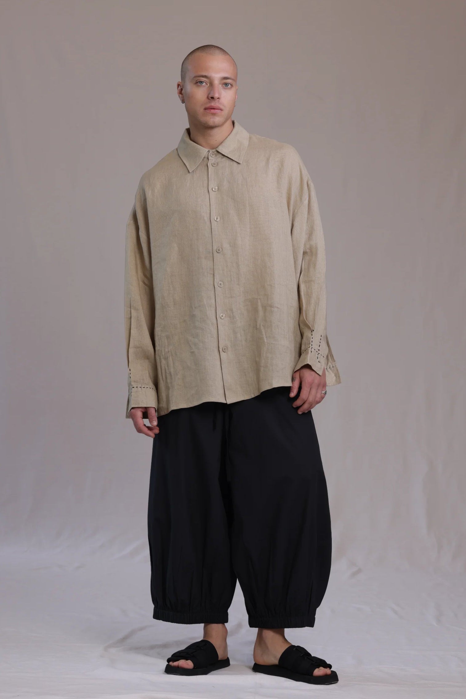 ALBI Sora Pants, oversized cotton poplin balloon trousers with a cuffed ankle