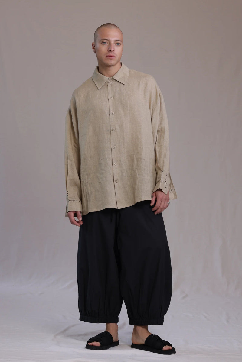 ALBI Sora Pants, oversized cotton poplin balloon trousers with a cuffed ankle