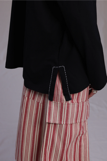 ALBI Michi Shirt, an oversized long sleeve cotton jersey tee with hand-stitched side slits