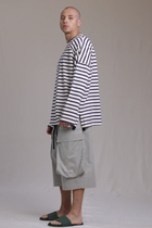 ALBI Kanso Shirt, an oversized long sleeve striped French terry tee