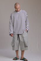 ALBI Kanso Shirt, an oversized long sleeve striped French terry tee