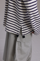 ALBI Kanso Shirt, an oversized long sleeve striped French terry tee