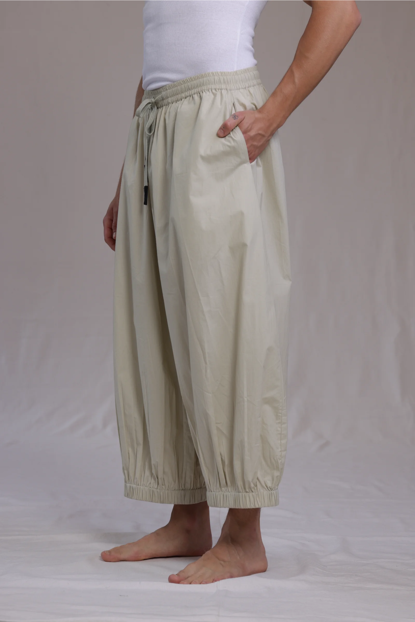 ALBI Sora Pants, oversized cotton poplin balloon trousers with a cuffed ankle