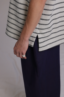 ALBI Fudo Shirt, an oversized sleeveless striped French terry tee