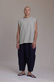 ALBI Fudo Shirt, an oversized sleeveless striped French terry tee