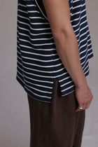 ALBI Fudo Shirt, an oversized sleeveless striped French terry tee